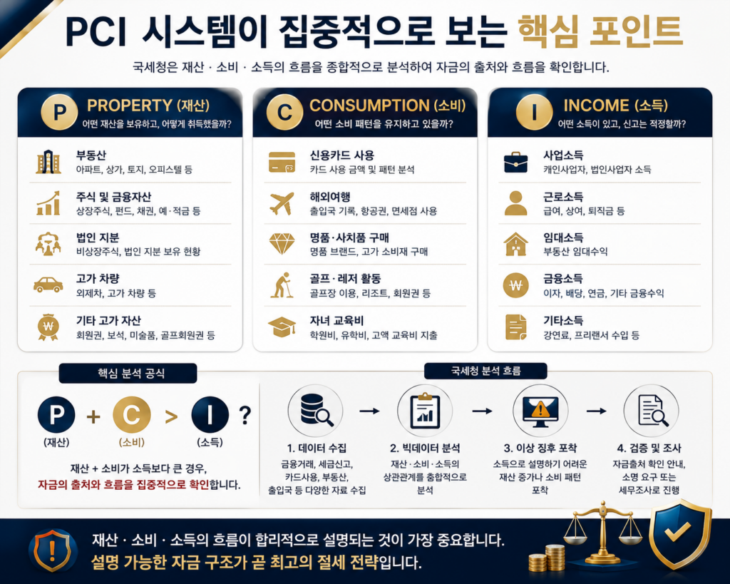 PCI 시스템이 중점적으로 확인하는 핵심 분석 항목과 분석 흐름  
