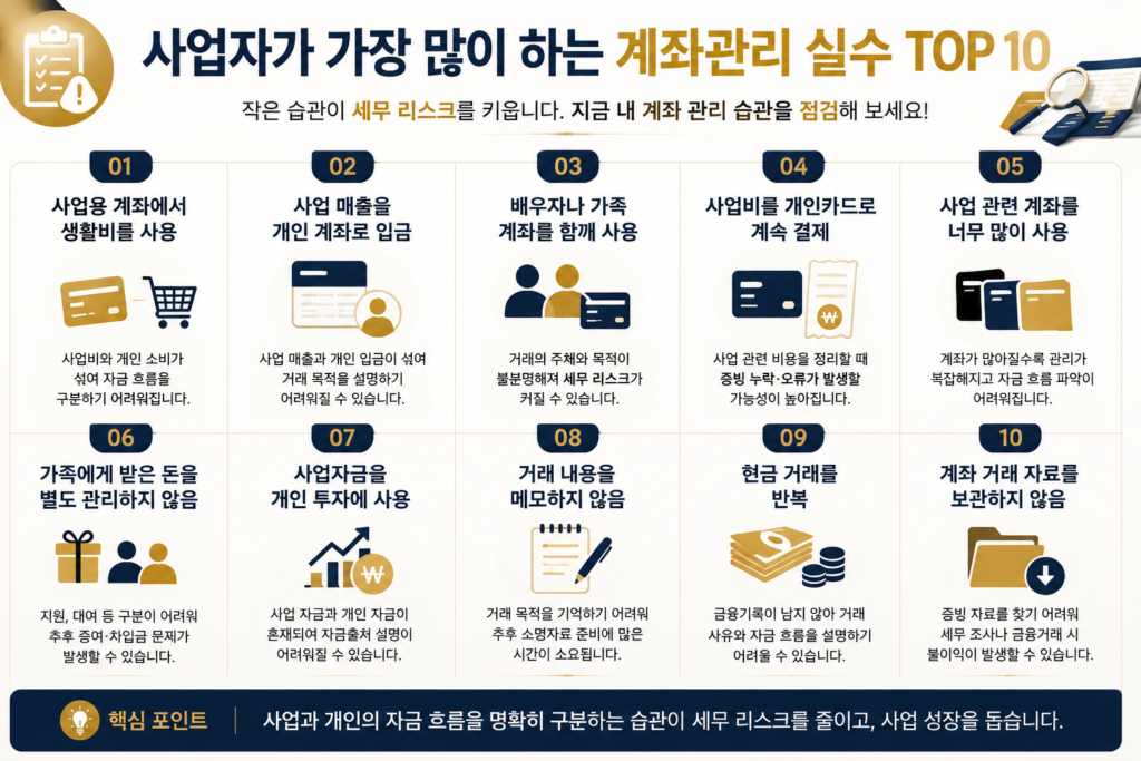 사업자가 가장 많이 하는 계좌관리 실수 TOP10