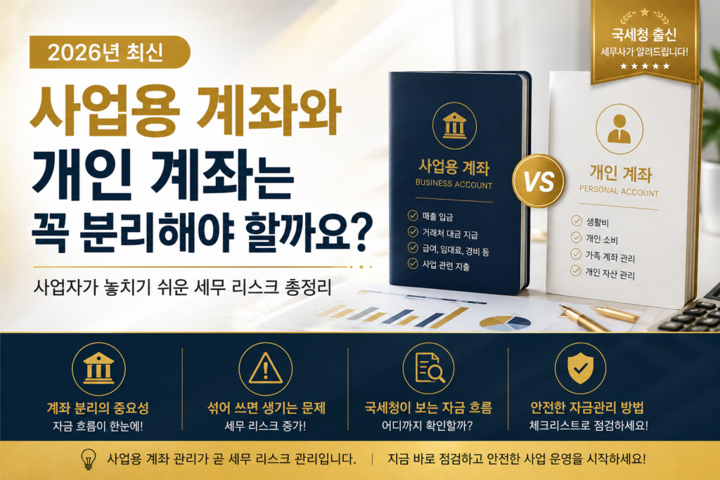사업용 계좌와 개인 계좌를 분리해야 하는 이유와 사업자 세무 리스크