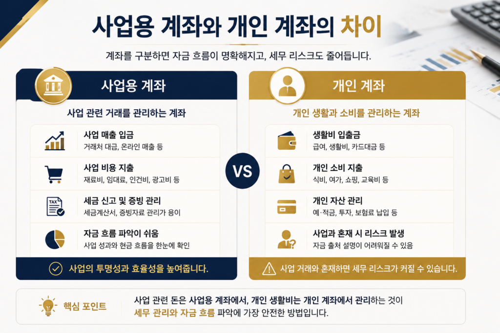 사업용 계좌와 개인 계좌의 차이 비교