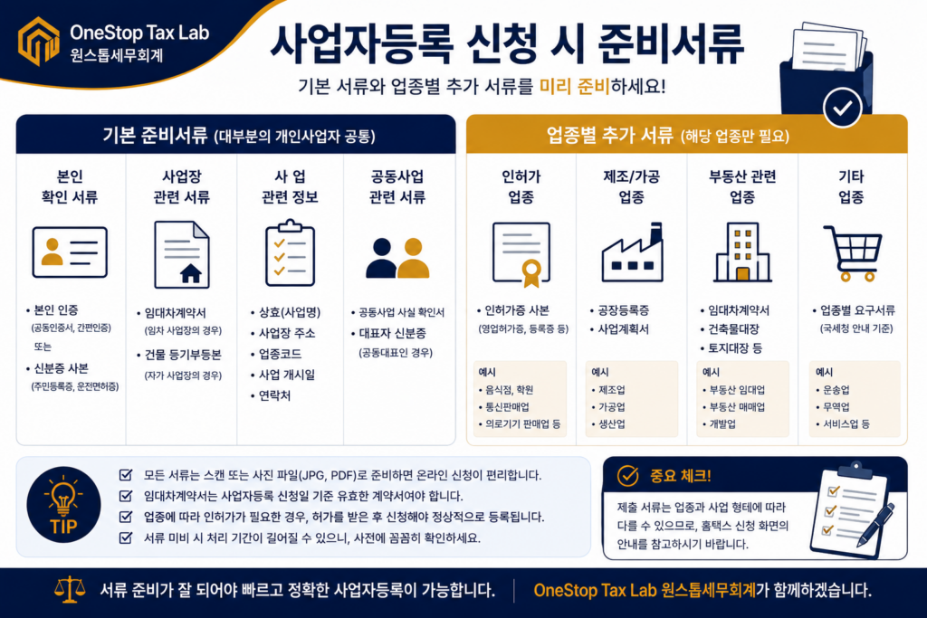 사업자등록 신청 준비서류
