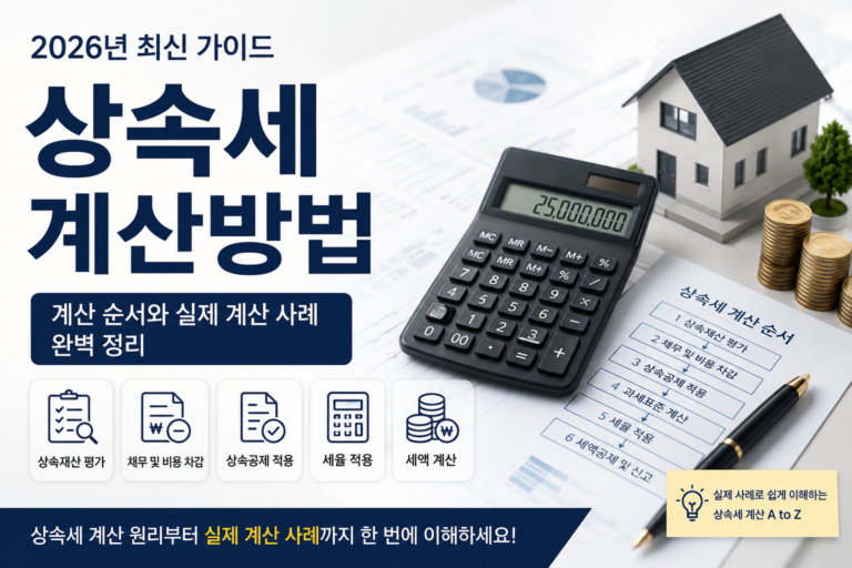 상속세 계산방법과 계산 순서를 설명하는 인포그래픽