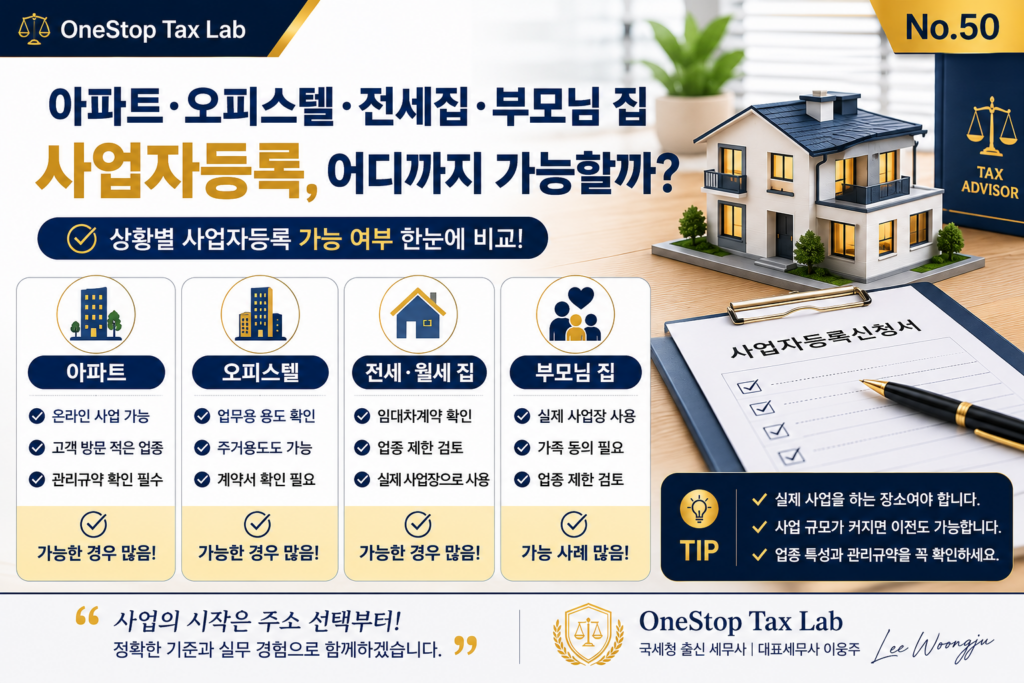 상활별 사업자등록 가능 여부 정리