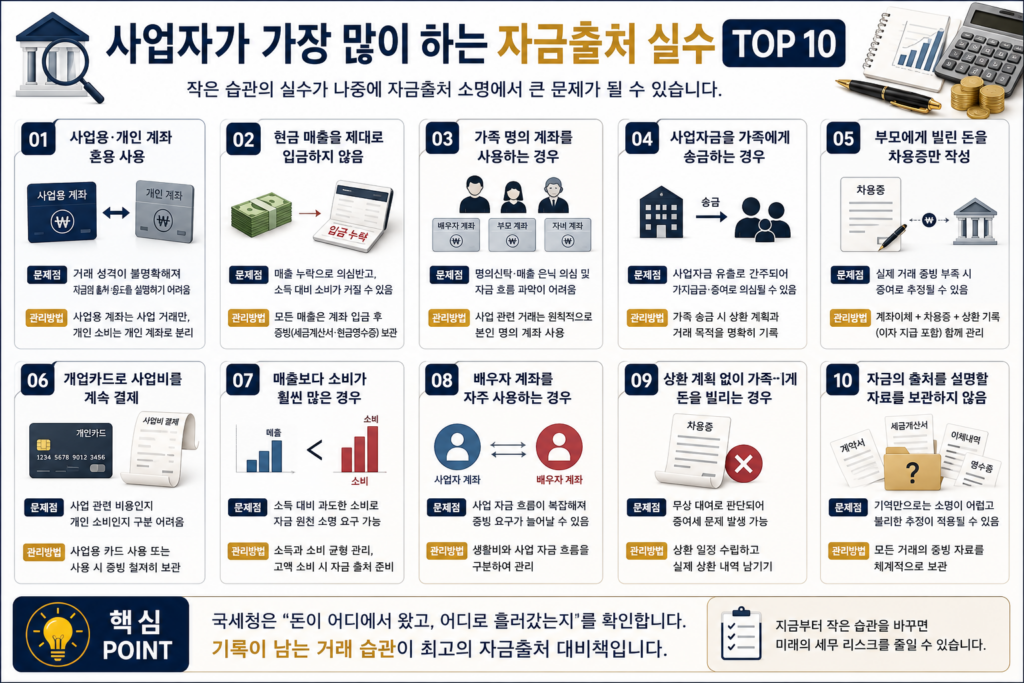 사업자가 가장 많이 하는 자금출처 실수 TOP10