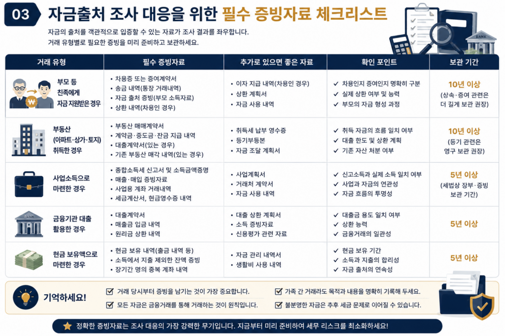 자금출처 조사 대응을 위한 필수 증빙자료 체크리스트