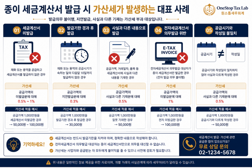 종이 세금계산서 발급시 가산세가 발생하는 대표 사례