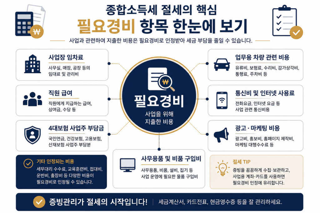필요경비 항목을 한 눈에 보여주는 인포그래픽