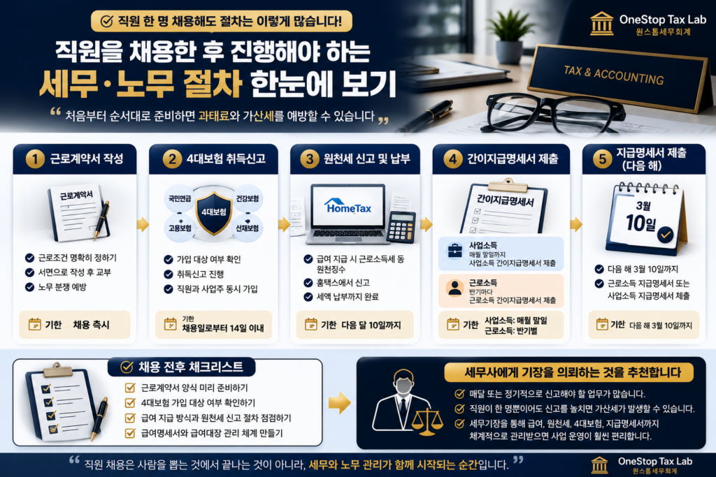 직원 채용 후 진행해야 하는 세무와 노무 절차