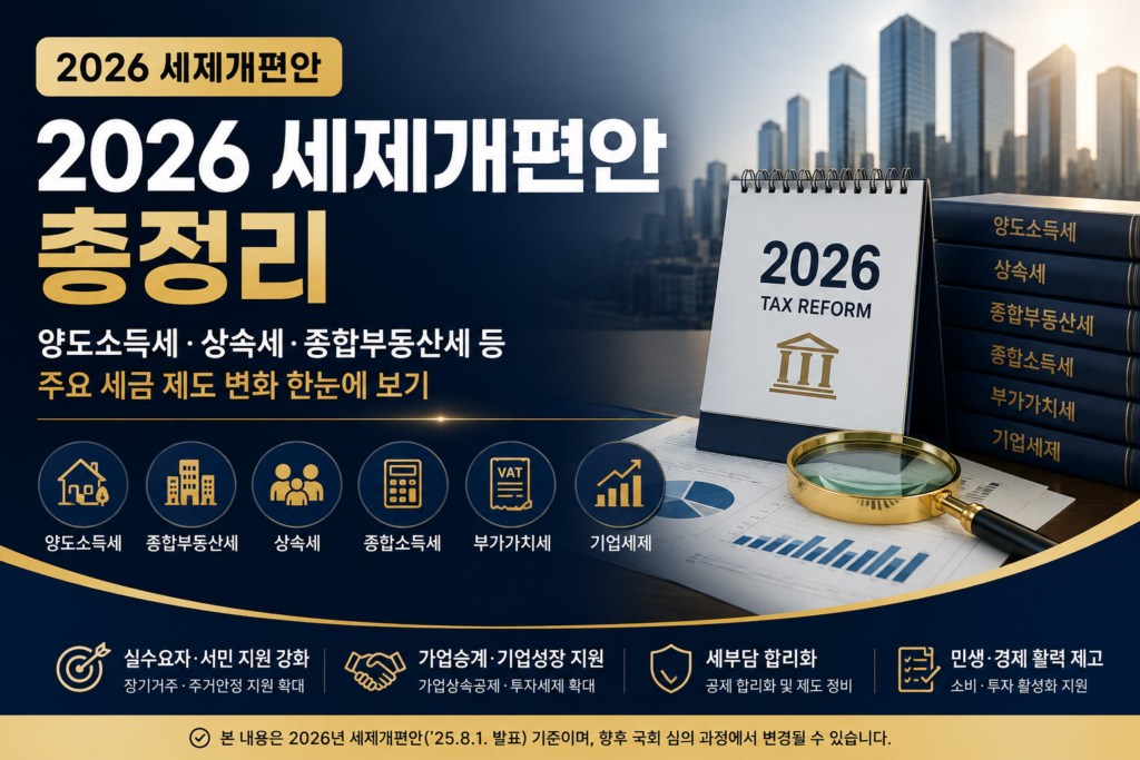 2026 세제개편안 총정리 양도소득세 상속세 종합부동산세 주요 개정 내용