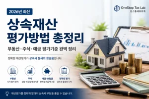 상속재산 평가방법과 부동산·주식·예금 평가기준을 설명하는 대표 이미지