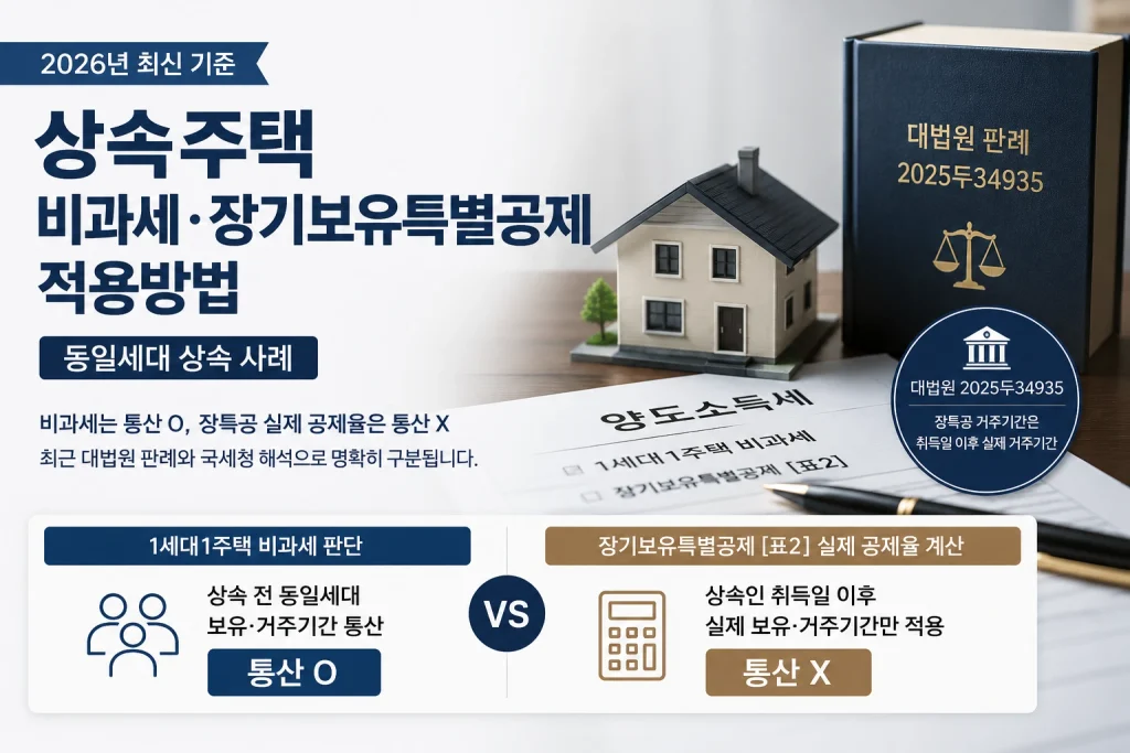 상속주택 장기보유특별공제와 비과세 적용방법 2026